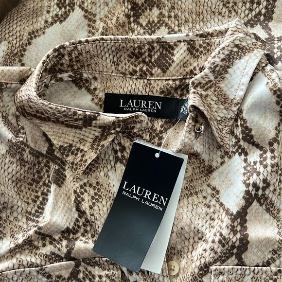 Lauren Ralph Lauren Snake Print Collar Blouse, Size XS New w/Tag Retail $155 - Picture 6 of 8